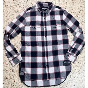 Been Trill Men's Button Up Long Sleeve Spell Out Flannel Shirt Size Large